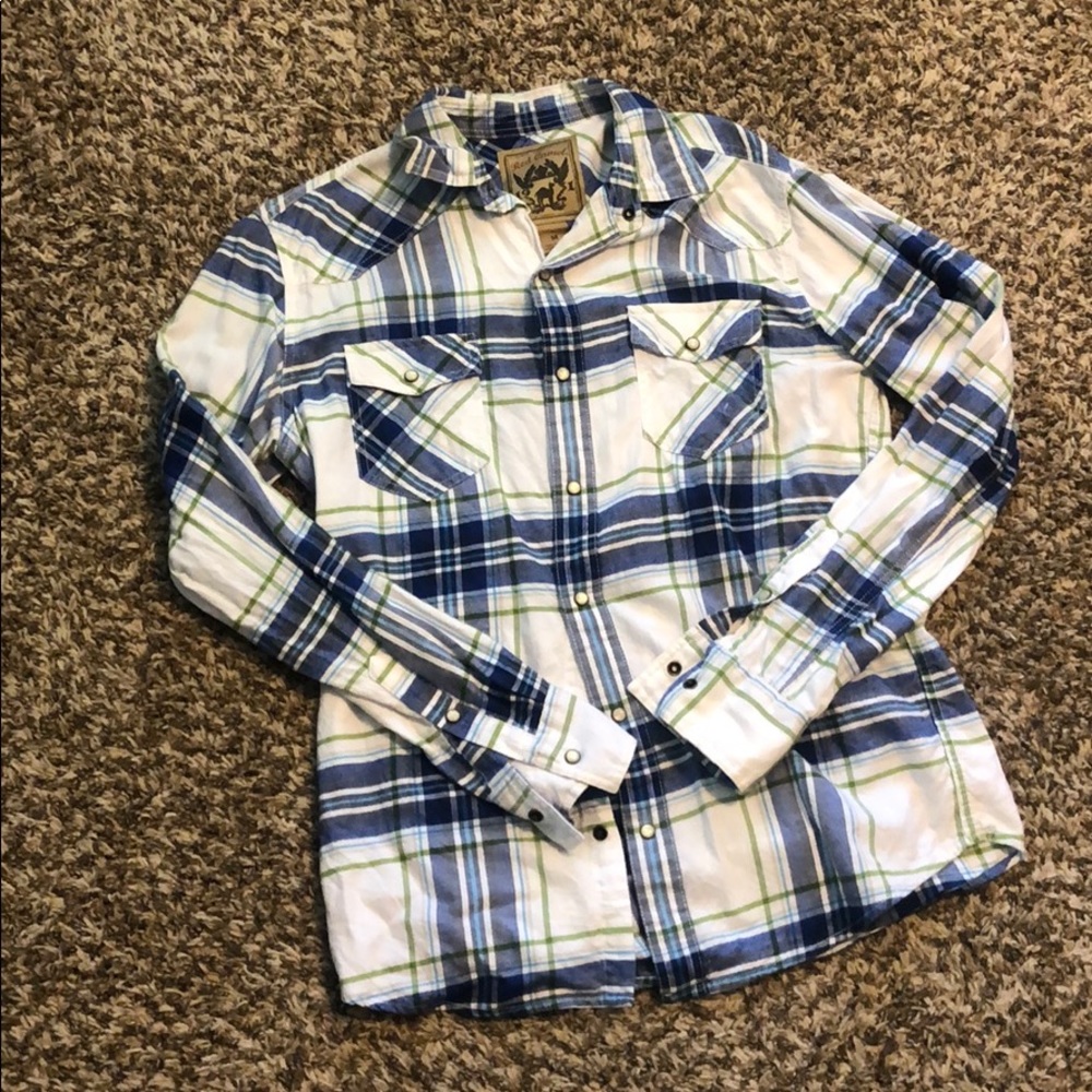 Men’s Plaid Pearl Snap Shirt